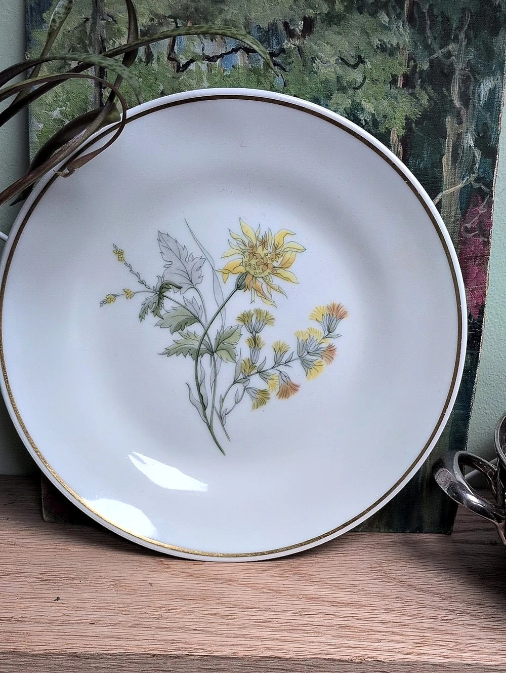 Vintage Richard Ginori Italy Porcelain "Primavera" Salad Dessert Plate Gold Rim